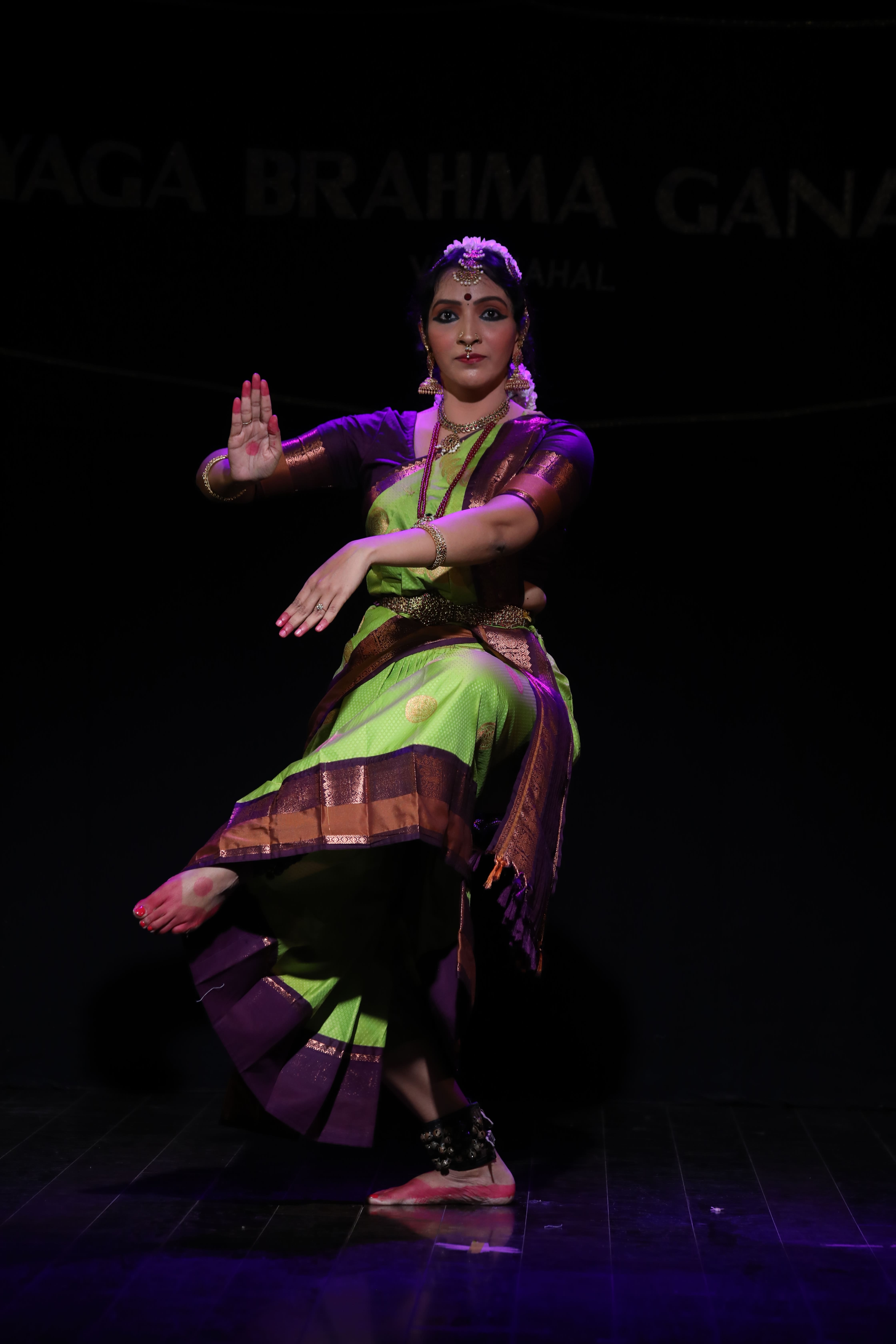 Bharatanatyam dancer performing at Nalinam Nrithyalaya in Chennai